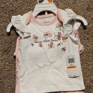 Calvin Klein Jeans Kids' White and Pink Floral Top